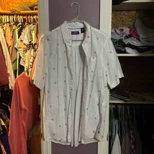 Large white pineapple button down shirt chaps